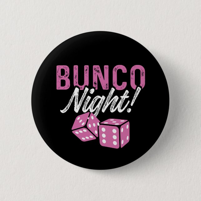 Bunco Party Favors Bunco Night Pink Dice Button (Front)