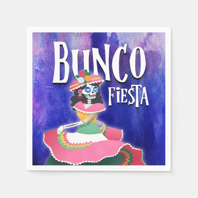 Bunco Party Fiesta Day of The Dead Skeleton Napkins (Front)