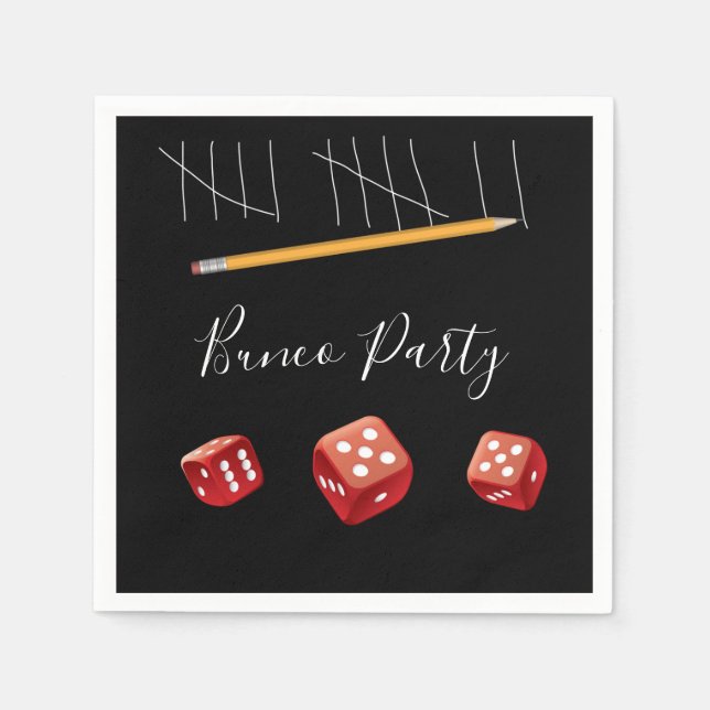 Bunco Party Red Dice Modern Napkins (Front)