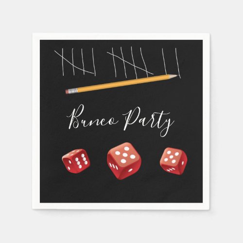 Bunco Party Red Dice Napkins