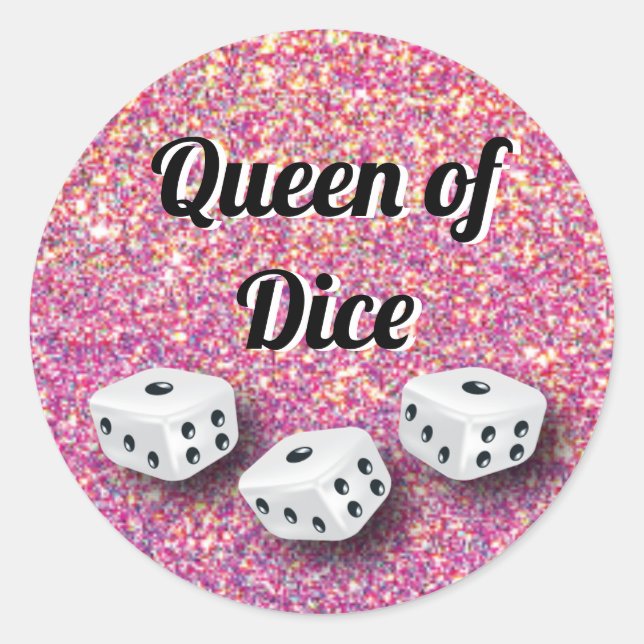 Bunco Pink Glamourous Glitter Dice Classic Round Sticker (Front)