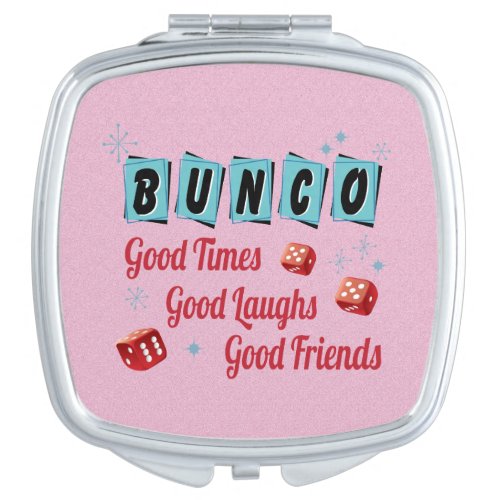 Bunco Pink Glitter Retro Good TImes Friends Compact Mirror