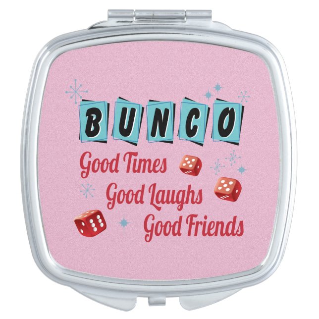 Bunco Pink Glitter Retro Good TImes Friends Compact Mirror (Front)