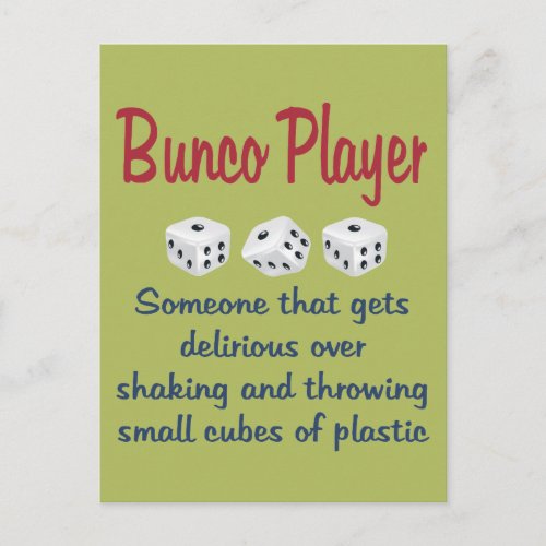 Bunco Player _Definition Postcard