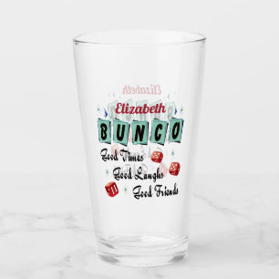 Bunco Player Friend Monogram Retro Dice Glass