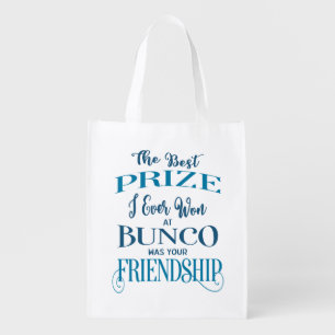 Bunco Player Friendship Blue Typography Grocery Bag