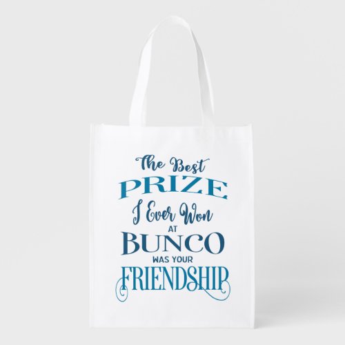 Bunco Player Friendship Blue Typography Grocery Bag