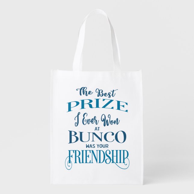 Bunco Player Friendship Blue Typography Grocery Bag (Front)