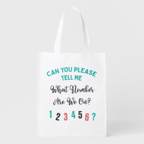 Bunco Player Funny What Number Typography Grocery Bag
