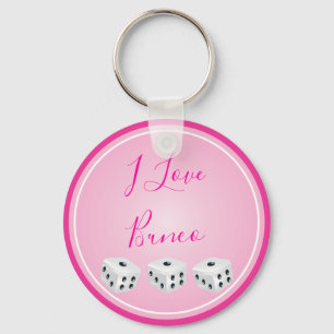 Bunco Player I Love Bunco Dice Pink Keychain