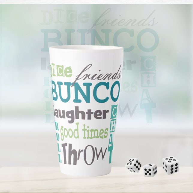 Bunco Player Prize Latte Mug (Bunco Mug for your favorite coffee or tea.)