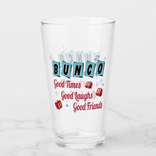 Bunco Player Retro Good Friends Glass