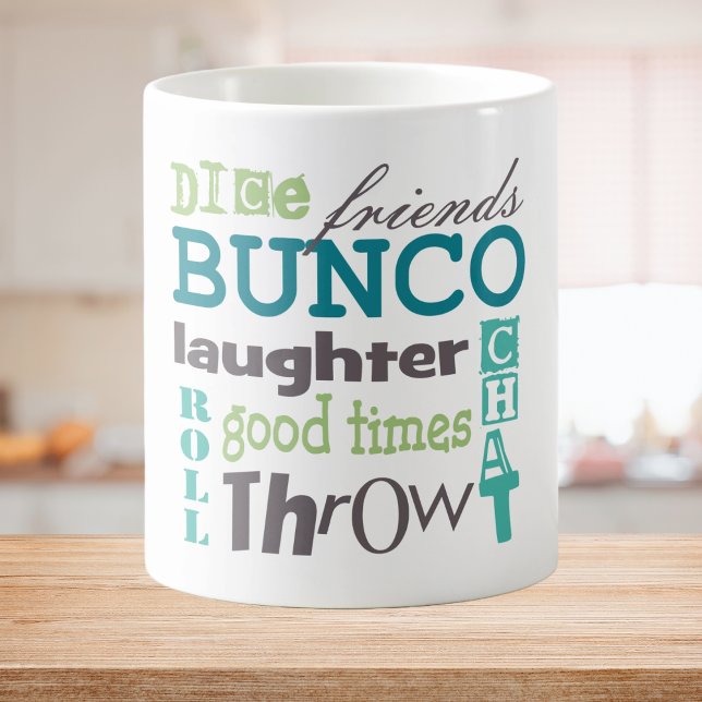 Bunco Player Typography Coffee Mug (Bunco Friends Dice Good Times)