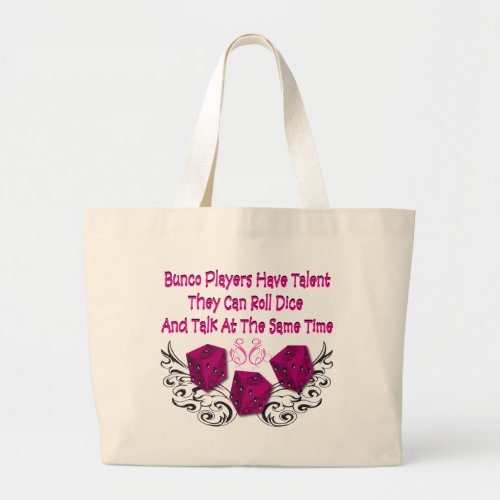 bunco players have talent 2 large tote bag