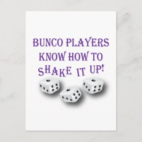 bunco players know how to shake it up postcard
