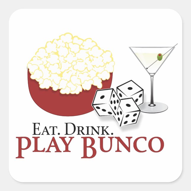 Bunco Popcorn Cocktail Square Sticker (Front)