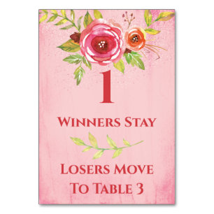 Bunco Pretty Flowers Table Card #1