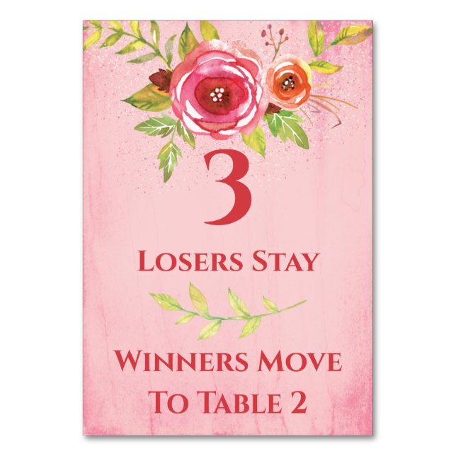 Bunco Pretty Flowers Table Card #3 (Front)