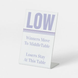 Bunco Purple Low Table Pedestal Sign