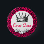 Bunco Queen Classic Design Button<br><div class="desc">Here is a classic vintage black graphic button. You can change the outer circle color. Put your own message on this button to fit your own occasion. Text style, size and color can be changed to fit your own design. Perfect for any Bunco Queen, Queen of Dice, Casino Night or...</div>