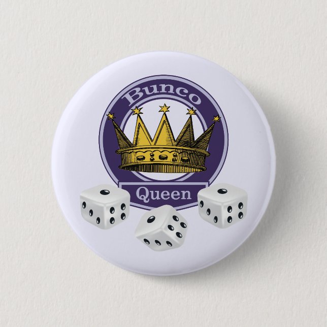 Bunco Queen Crown and Dice Button (Front)