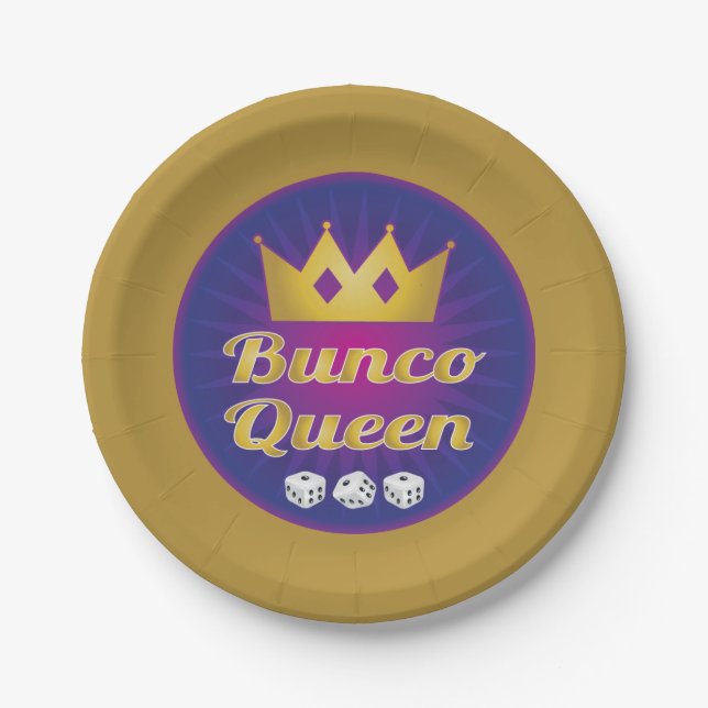 Bunco Queen Crown and Dice Paper Plates (Front)