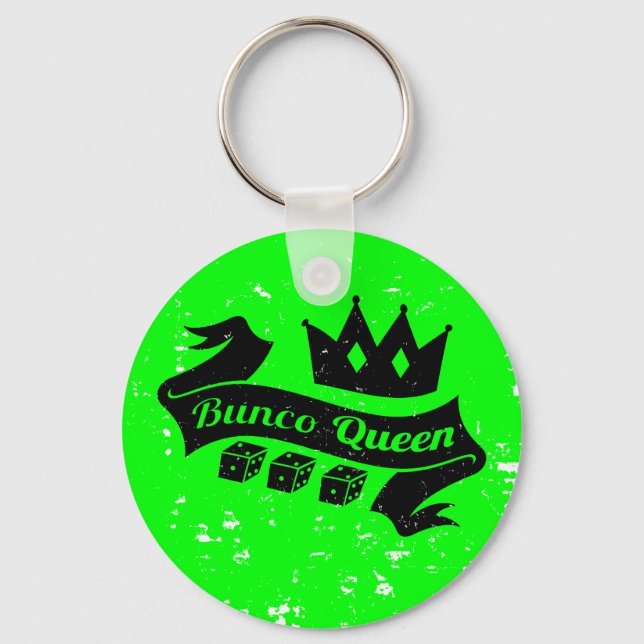 Bunco Queen Crown and Dice Ribbon - Grunge Texture Keychain (Front)
