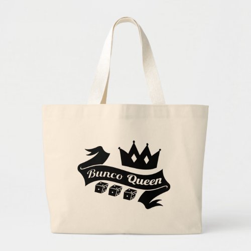 Bunco Queen Crown and Dice Ribbon Large Tote Bag