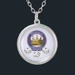 Bunco Queen Crown and Dice Silver Plated Necklace<br><div class="desc">Bunco Queen Gold Crown with three Bunco Dice on a Bunco emblem. Fun and festive design for her royal highness the Bunco Queen.  Great prize or gift.</div>