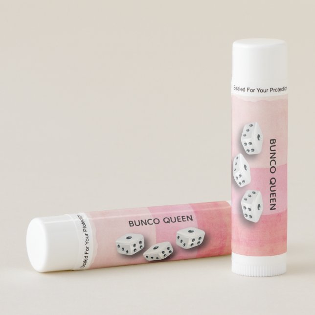 Bunco Queen Dice Player Pink Watercolor Lip Balm (Front)
