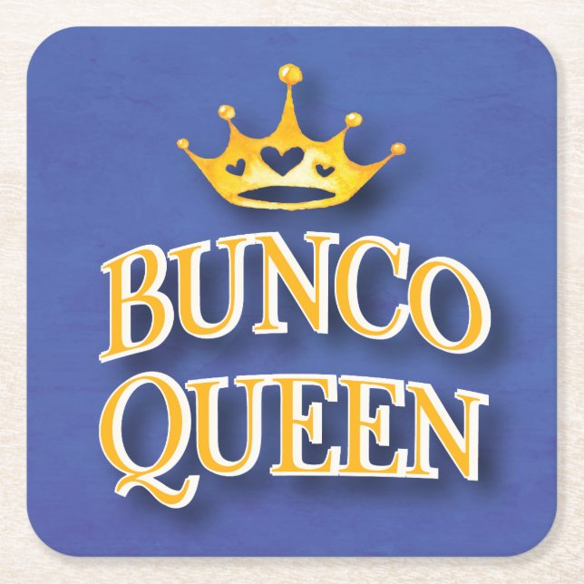 Bunco Queen Game Night Party Square Paper Coaster (Front)