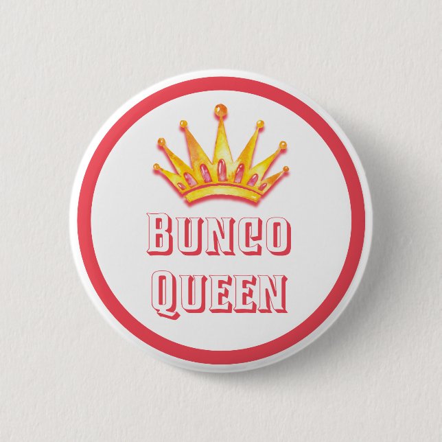Bunco Queen Gold Crown Watercolor Button (Front)