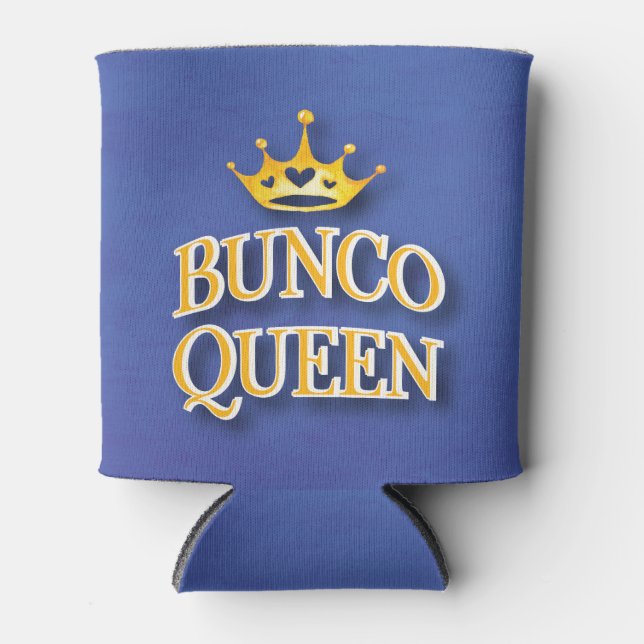 Bunco Queen Player Watercolor Crown Can Cooler (Front)
