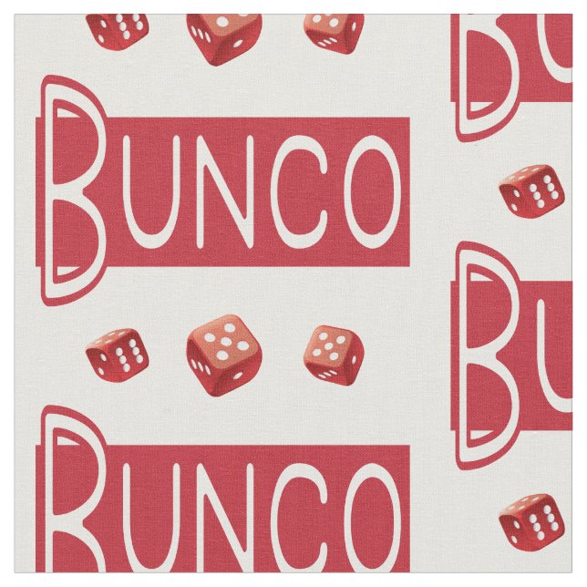 Bunco Red Dice Novelty Pattern Fabric (Close Up)