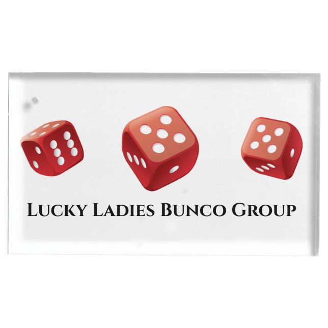 Bunco Red Lucky Dice Table Card Holder (Front)
