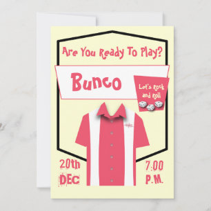 Bunco Retro Pink Hipster Bowling Rockabilly Invitation