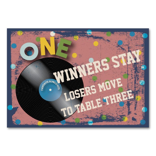 Bunco Rock and Roll Table Card #1 (Back)