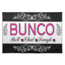 Bunco, Roll, Chat, Laugh In Pink, Black and White Cloth Placemat
