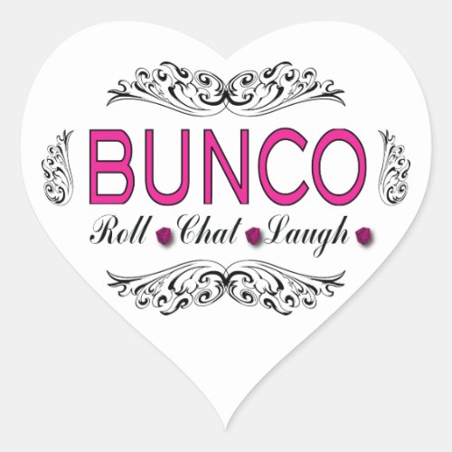 Bunco Roll Chat Laugh In Pink Black and White Heart Sticker