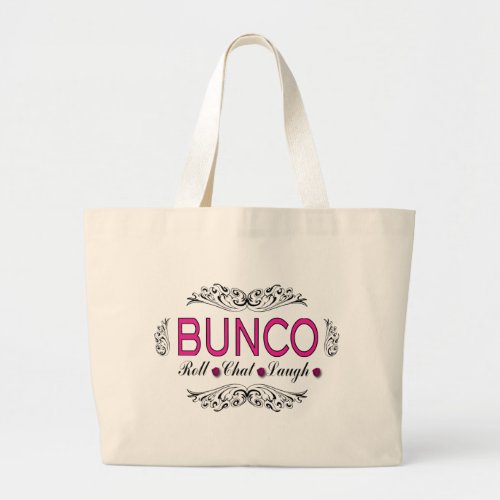 Bunco Roll Chat Laugh In Pink Black and White Large Tote Bag