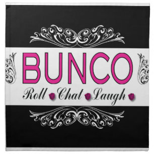 Bunco, Roll, Chat, Laugh In Pink, Black and White Napkin