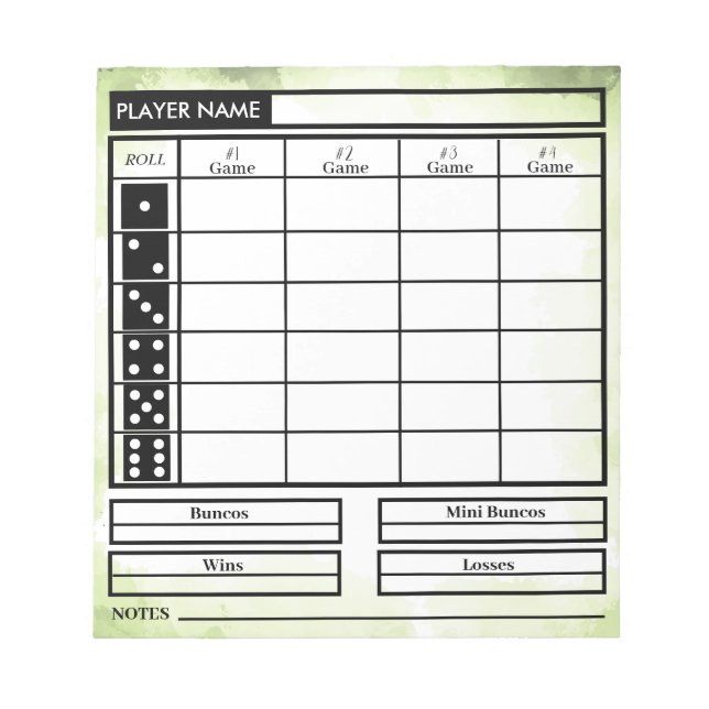 bunco score pad (Front)