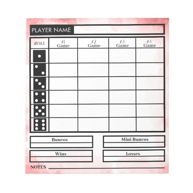 bunco score pad (Front)