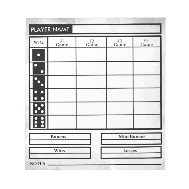 bunco score pad (Front)