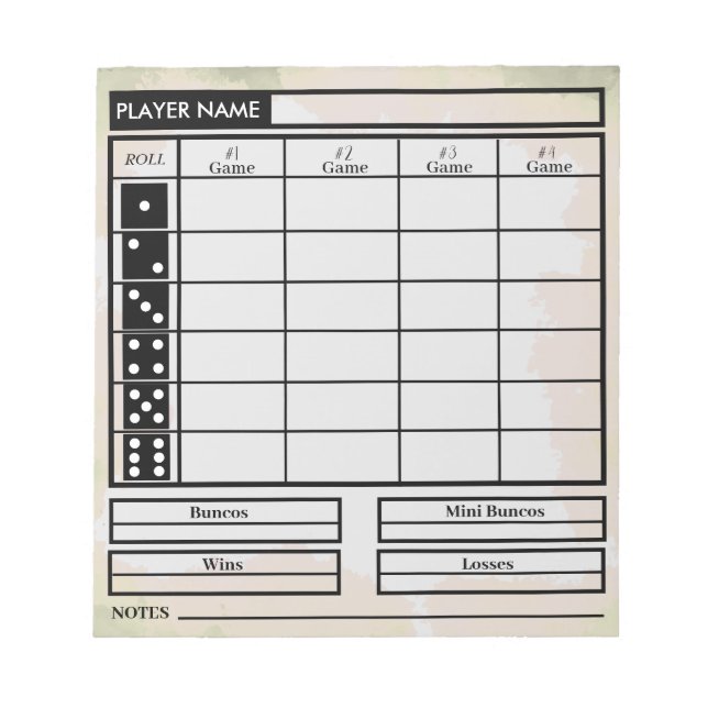 bunco score pad (Front)