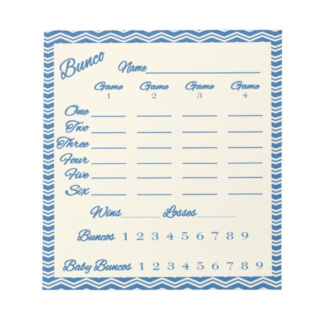 bunco score pad - Chevron pattern (Front)