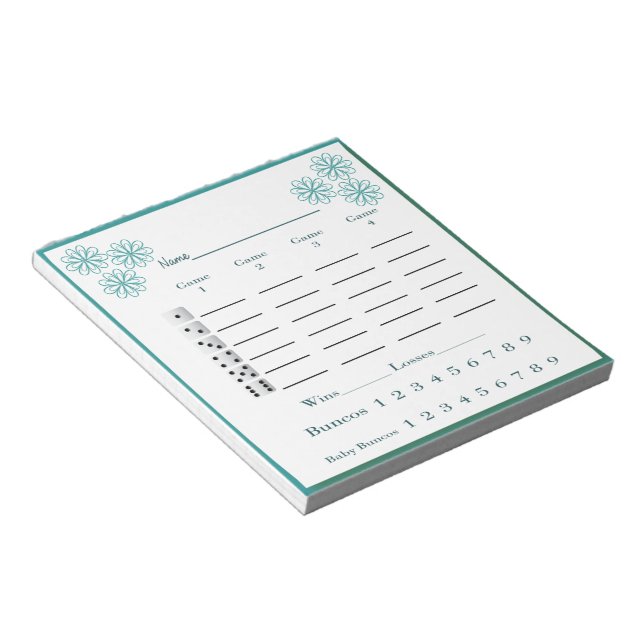 bunco score pad - flowers (Angled)