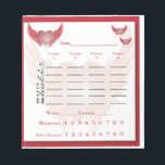 bunco score pad - heart with wings<br><div class="desc">Add some pizzazz to your bunco events with this stylish score pad. Featured are graphic hearts design with wings. Score pad includes baby buncos also known as small buncos. Add some of these pads to your groups bunco gear. Add your own group name or personalization. Perfect for February Valentine theme....</div>
