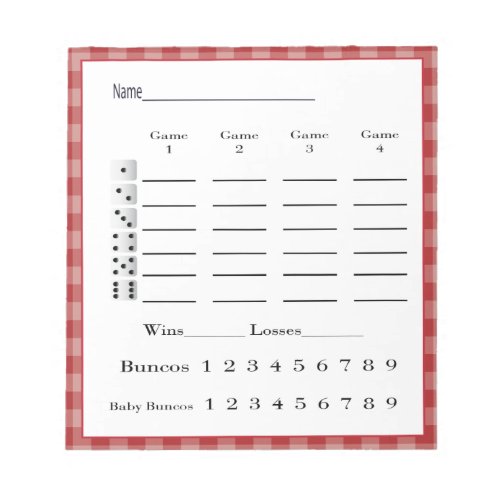 bunco score pad _  red gingham western country