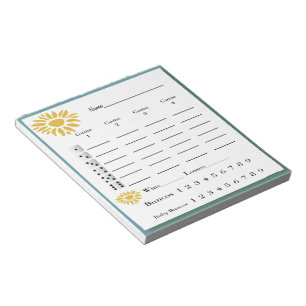 bunco score pad - sunflowers